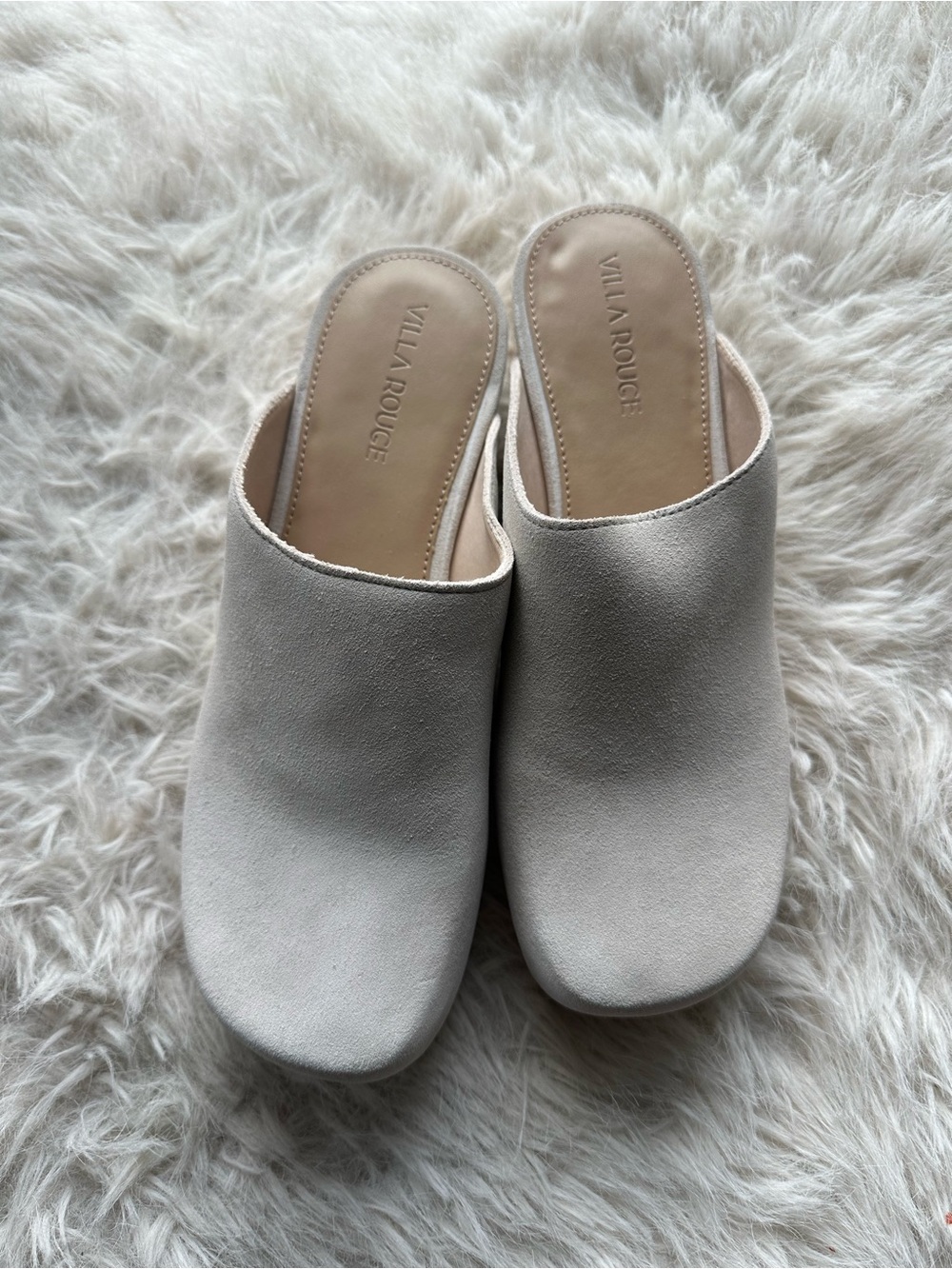 Villa Rouge Valencia Minimalist Light Grey mules Suede Slip-On Clogs 7